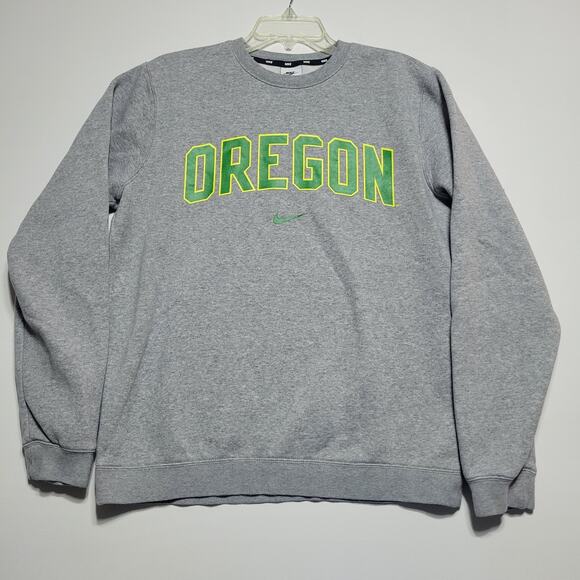 Oregon Ducks Nike Gray "OREGON" Wordmark Crewneck Sweatshirt Size MEDIUM - Picture 2 of 7